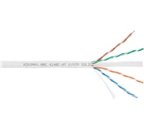 Кабель NIKOMAX U/UTP 4 пары, Кат.6 (Класс E), тест по ISO/IEC, 250МГц, одножильный, BC (чистая медь), 23AWG (0,55мм), полимерный материал нг(А)-HF, внутренний, белый, 305м NMC 4140C-WT