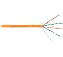 Кабель NIKOMAX U/UTP 4 пары, Кат.5e (Класс D), тест по ISO/IEC, 100МГц, одножильный, BC (чистая медь), 24AWG (0,52мм), полимерный материал нг(А)-HF, внутренний, оранжевый, 305м NMC 9100C-OR