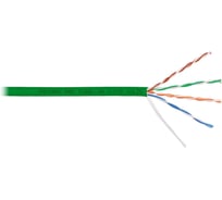 Кабель NIKOMAX U/UTP 4 пары, Кат.5e (Класс D), тест по ISO/IEC, 100МГц, одножильный, BC (чистая медь), 24AWG (0,52мм), полимерный материал нг(А)-HF, внутренний, зеленый, 305м NMC 9100C-GN
