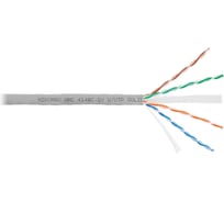 Кабель NIKOMAX U/UTP 4 пары, Кат.6 (Класс E), тест по ISO/IEC, 250МГц, одножильный, BC (чистая медь), 23AWG (0,55мм), полимерный материал нг(А)-HF, внутренний, серый, 305м NMC 4140C-GY