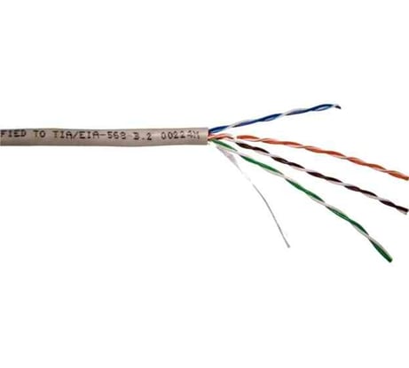 Кабель UTP, 4 пары, Кат. 5e, серый, 100м в кат., TWT-5EUTP/100-GY