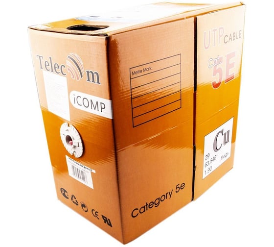 Кабель Telecom, CU UTP LSZH 4 пары, кат. 5e, бухта 305м UTP4-TC1000C5EM-ZH-CU-IS