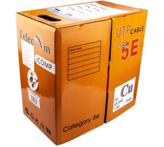 Кабель Telecom, CU UTP LSZH 4 пары, кат. 5e, бухта 305м UTP4-TC1000C5EN-ZH-CU-IS