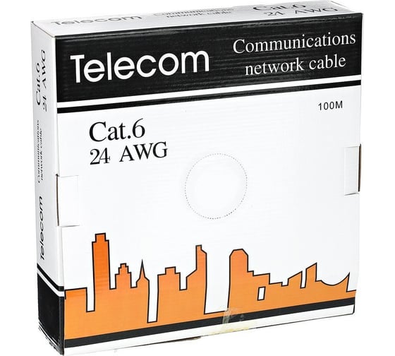Кабель Telecom, UTP 4 пары, кат.6, бухта 100 м UTP4-TC100C6N-CCA-IS