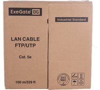 Кабель UTP ExeGate 4 пары, категория 5e, Special CCA, 26AWG, бухта 100м, серый, PVC 281818