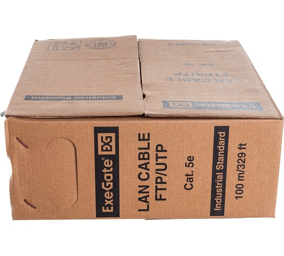 Кабель UTP ExeGate 4 пары, категория 5e, Special CCA, 26AWG, бухта 100м, серый, PVC 281818