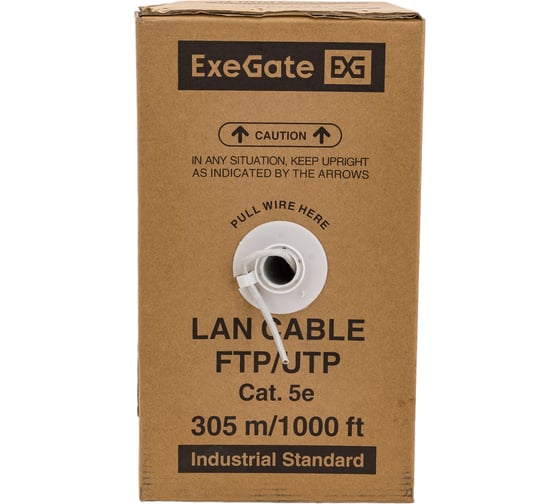 Кабель UTP ExeGate 4 пары, категория 5e, Special медь, 26AWG, бухта 305м, серый, PVC 138966