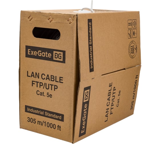 Кабель UTP ExeGate 4 пары, категория 5e, Special медь, 26AWG, бухта 305м, серый, PVC 138966