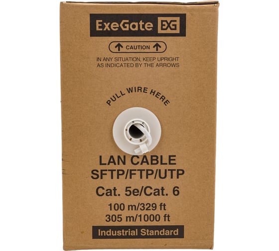 Кабель UTP ExeGate CU 4PR PREMIUM 25 AWG CAT5e 305м внутренний серый 281815
