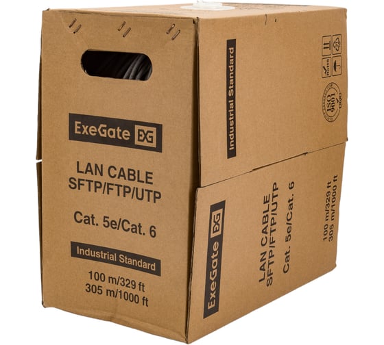 Кабель UTP ExeGate CU 4PR PREMIUM 25 AWG CAT5e 305м внутренний серый 281815