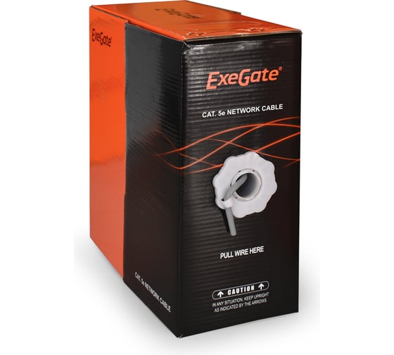 Кабель UTP ExeGate 4 пары, категория 5e, CCA, 24AWG, бухта 100м, серый, PVC 281816