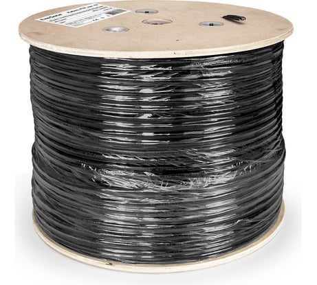 Кабель FTP ExeGate 4 пары, категория 5e медь, 24AWG, экран, внешний, с тросом, 305м, черный, PE 241488