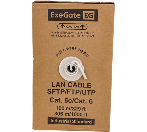 Кабель FTP ExeGate 4 пары, категория 5e, Special медь, 26AWG, экран, бухта 305м, серый, PVC 138967