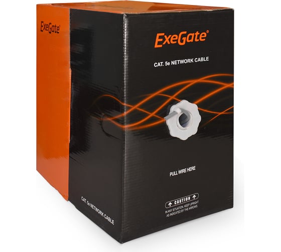 Кабель FTP ExeGate 4 пары, категория 5e, CCA, 24AWG, экран, бухта 305м, серый, PVC 190970