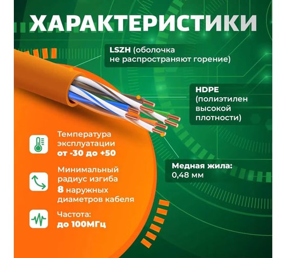 Витая пара TWIST 150м, UTP, 4PR, cat. 5e, CCA, LSZH, 24 AWG, indoor UTP4-C5E-CCA-IN-LSZH-150-TWCS