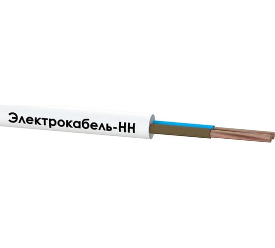 Провод ЭЛЕКТРОКАБЕЛЬ НН ПВС 2x1, 380В, белый, упаковка 100м 000007167