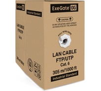 Кабель UTP ExeGate 4 пары категории 6 медь, 23AWG, бухта 305м, серый PVC 281813