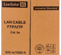 Кабель UTP ExeGate 4 пары категории 5e медь, 24AWG, LSZH, бухта 305м, оранжевый 281820