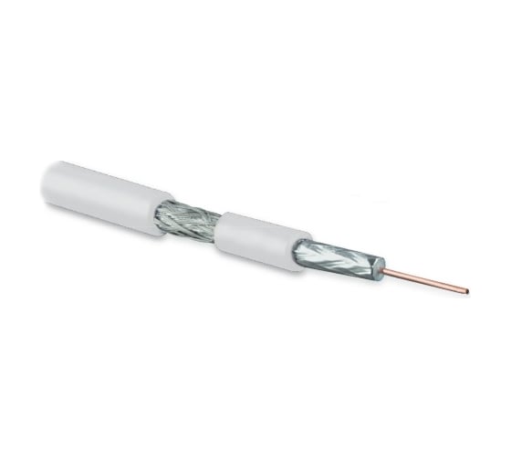 Коаксиальный Hyperline COAX-SAT703N-WH-100 SAT703N, 75 Ом, жила - 17 AWG 1.13 mm, медь,solid, экран - фольгаоплетка луженная медь, 45%, общий диаметр 6.6мм, изоляция PV 1