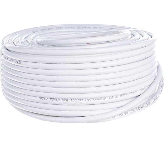 Коаксиальный кабель DORI RG-6 U белый CCA 50м, шт 1126-1