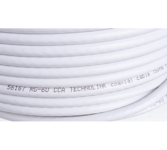 Коаксиальный кабель DORI RG-6 U белый CCA 50м, шт 1126-1