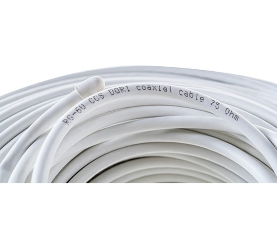 Коаксиальный кабель DORI RG-6 U белый CCA 100м, шт 1126