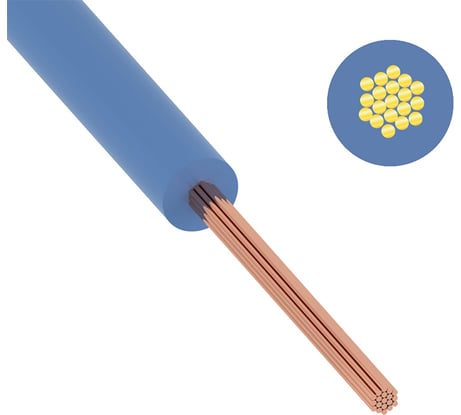 Провод ККЗ ПуГВ, ПВ-3 6 мм² 200 м синий ГОСТ 01-8621-2 KKZ40-00007102