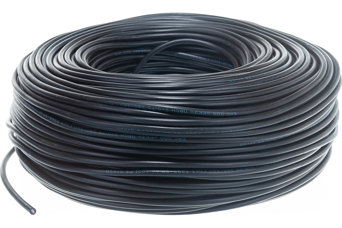 Провод ПВС ККЗ 2х0,75 кв.мм 200 м черный ГОСТ 01-8031-4 - выгодная цена ...