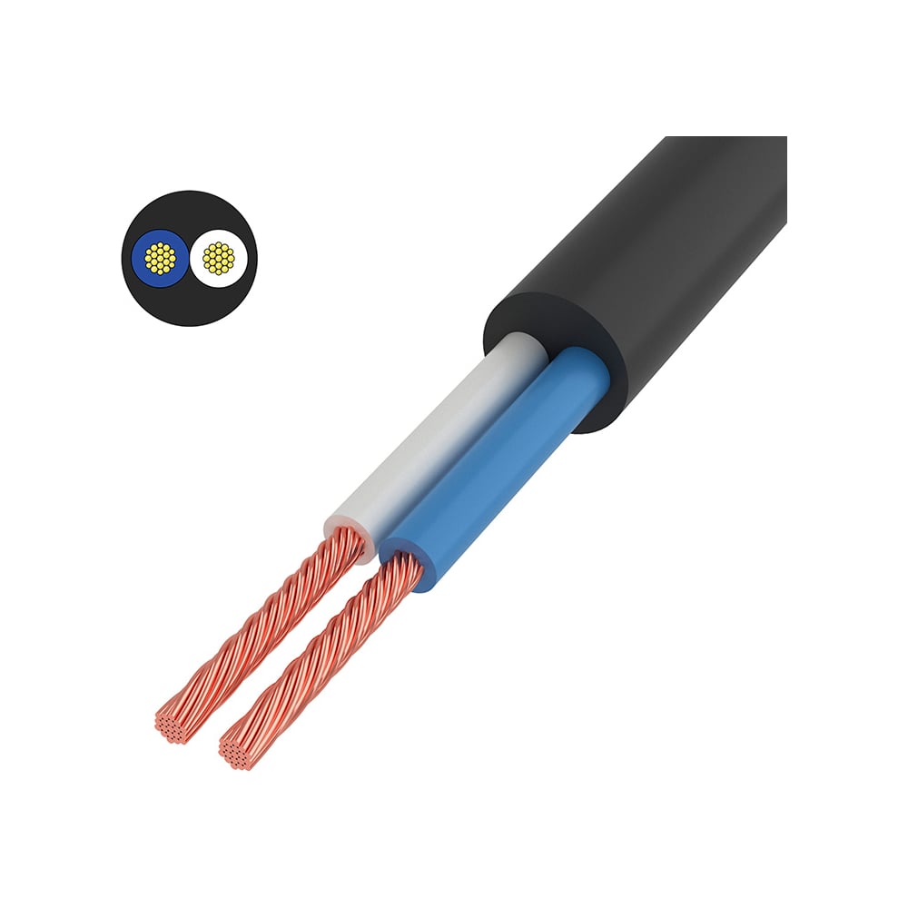 Провод REXANT ПВС 2x1,5 мм2, черный, 20 м, ГОСТ 01-8033-20 - выгодная ...