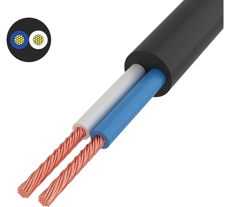 Провод REXANT ПВС 2x1,5 мм2, черный, 5 м, ГОСТ 01-8033-5