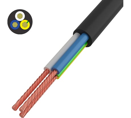 Провод REXANT ПВС 3x0,75 мм2, черный, 5 м, ГОСТ 01-8043-5