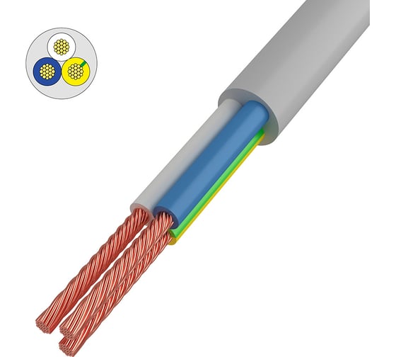 Провод REXANT ПВС 3x1,0 мм2, белый, 20 м, ГОСТ 01-8044-20