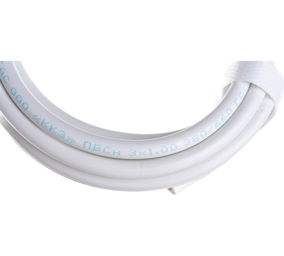 Провод REXANT ПВС 3x1,0 мм2, белый, 5 м, ГОСТ 01-8044-5