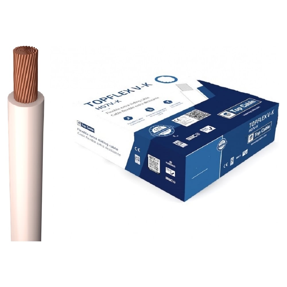 Монтажный гибкий провод Top Cable 1x2.5 белый TOPFLEX V-K H07V-K ...