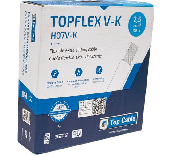 Монтажный гибкий провод Top Cable 1x2.5 белый TOPFLEX V-K H07V-K 131B002MR100