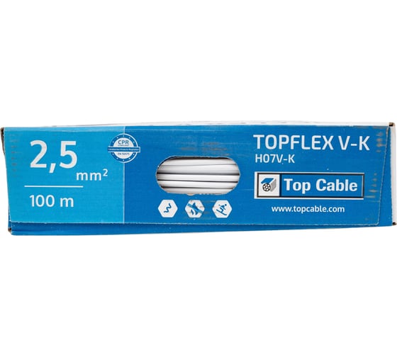 Монтажный гибкий провод Top Cable 1x2.5 белый TOPFLEX V-K H07V-K 131B002MR100