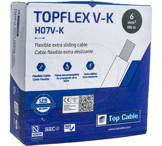 Монтажный гибкий провод Top Cable 1x6 красный TOPFLEX V-K H07V-K 131R006.R100