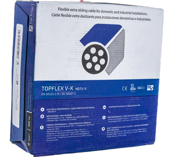 Монтажный гибкий провод Top Cable 1x6 красный TOPFLEX V-K H07V-K 131R006.R100