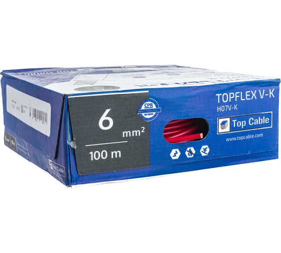 Монтажный гибкий провод Top Cable 1x6 красный TOPFLEX V-K H07V-K 131R006.R100