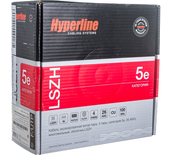 Кабель Hyperline FUTP4-C5E-P26-IN-LSZH-YL-100 100 м витая пара, экранированная F/UTP 243617
