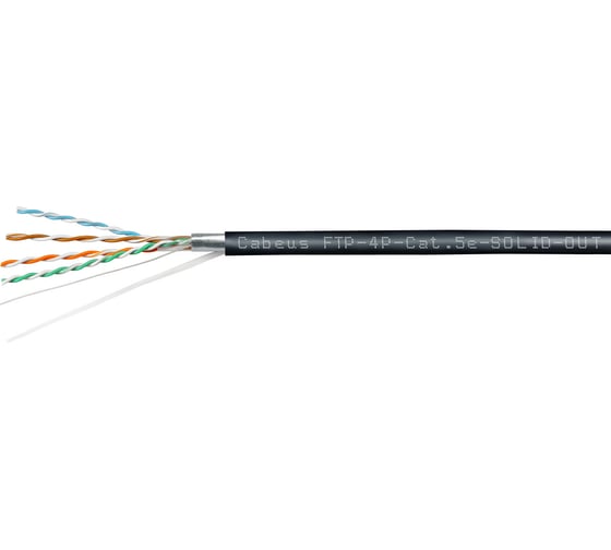 Кабель Cabeus витая пара экранированная FTP (F/UTP), категория 5e, FTP-4P-Cat.5e-SOLID-OUT-PE-UV-100