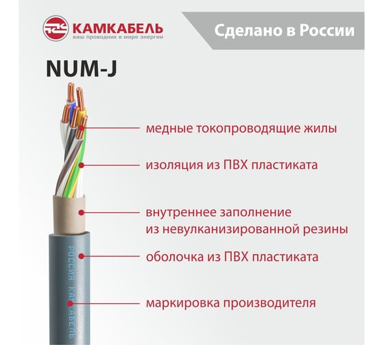 Кабель Камкабель NUM-J 5х2,5 мм 100м 1117S50HG0007ЪM0100М