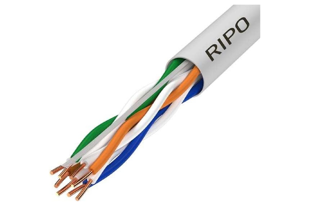 Кабель RIPO, LAN витая пара для локальной сети UTP4 CAT5E 24AWG Cu Premium  305м Fluketest 001-112064/2 - выгодная цена, отзывы, характеристики, фото -  купить в Москве и РФ