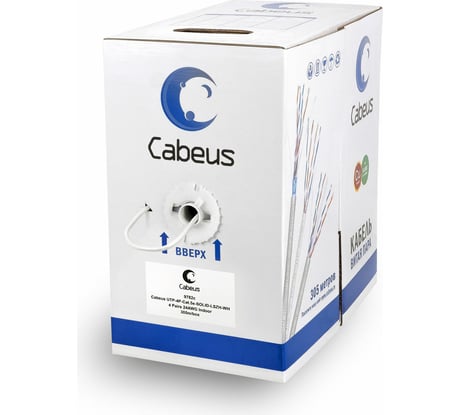 Кабель Cabeus витая пара UTP, категория 5e, 4 пары, одножильный, UTP-4P-Cat.5e-SOLID-LSZH-WH