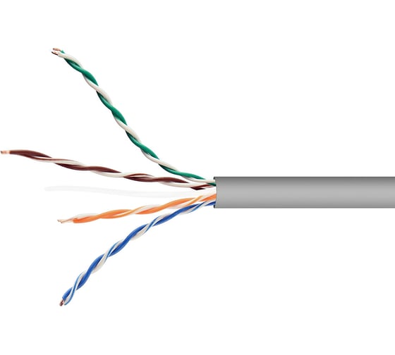 Кабель Cablexpert UTP indoor 4x2x0.51, CCA, кат.5е, одножильный, 25м, серый, UPC-5051E-SOL/25