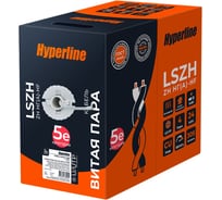 Кабель Hyperline (305 м) витая пара, неэкранированный U/UTP, категория 5e, 4 пары 24 AWG, 4х2х0,51 мм, однопроволочные жилы, LSZH, нг(А)-HF, внутренний -40C – +75C, серый, системная гарантия 25 лет 547565