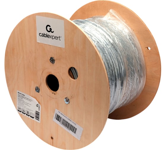 Кабель Cablexpert (RU) FTP indoor 4x2x0.51, медный, кат.5e, однож., 305м, box, серый, FPC-5051E-4-CU