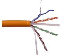 Кабель LANMASTER U/UTP, 4 пары, Кат. 6, с перегородкой, 550Mhz, LSZH, нг(A)-HF, оранжевый, 305 м LAN-6EUTP-HFLT-OR