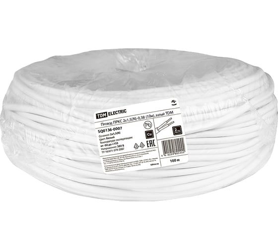 Провод TDM ELECTRIC ПРКС 2x0,75(N)-0,38 (20м), белый TDM SQ0136-0007