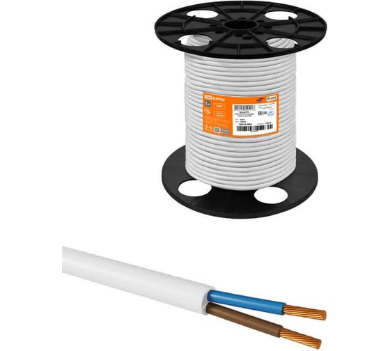 Провод TDM ELECTRIC ПРКС 2x0,75(N)-0,38 на катушке (100м), белый TDM SQ0136-0009